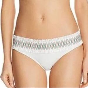 TORY BURCH Costa Smocked Hipster Bikini Bottom New Ivory Sz XL Ret: $118